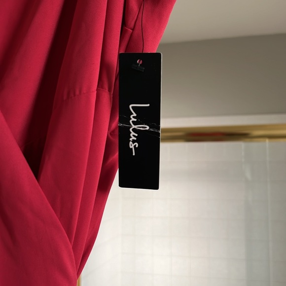 Fancy and fun! Red Wrap-around dress. Size L - Picture 3 of 8